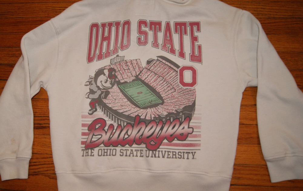Hollister Ohio State Buckeyes Hoodie Size XS Ivory Box Fit Cotton Sweatshirt